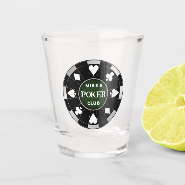 Poker Club Black Poker Chip w Playing Anzugs Schnapsglas (Vorderseite)