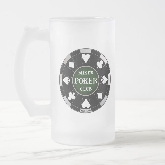 Poker Club Chip Frosted Beer Mug Glass Drinkware Mattglas Bierglas (Links)