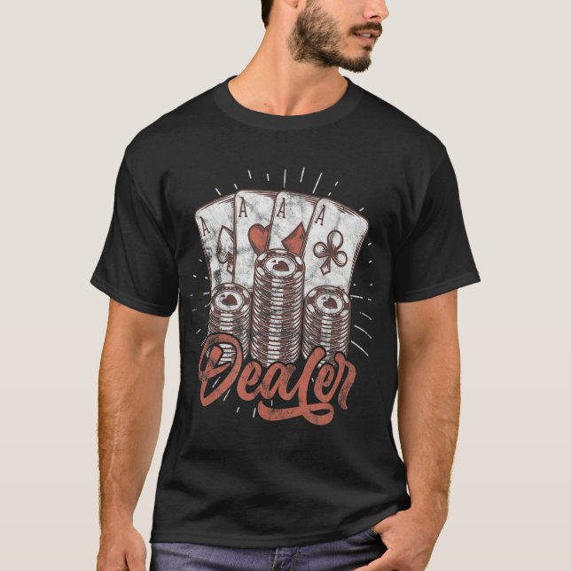 Poker Dealer Casino Händler Poker Chips gestört T-Shirt (Vorderseite)