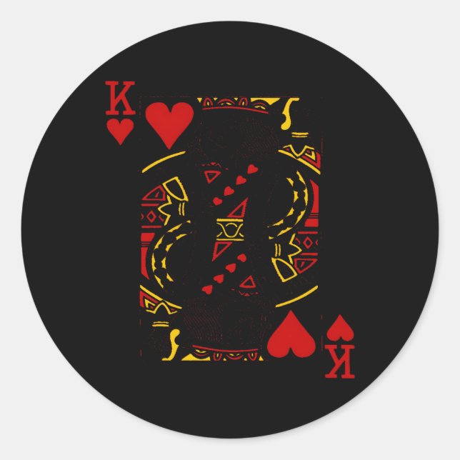 Poker, der Karten spielt, König von ihm Runder Aufkleber (Vorderseite)