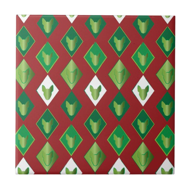 Poker Diamond Bull Terrier Fliese (Vorderseite)