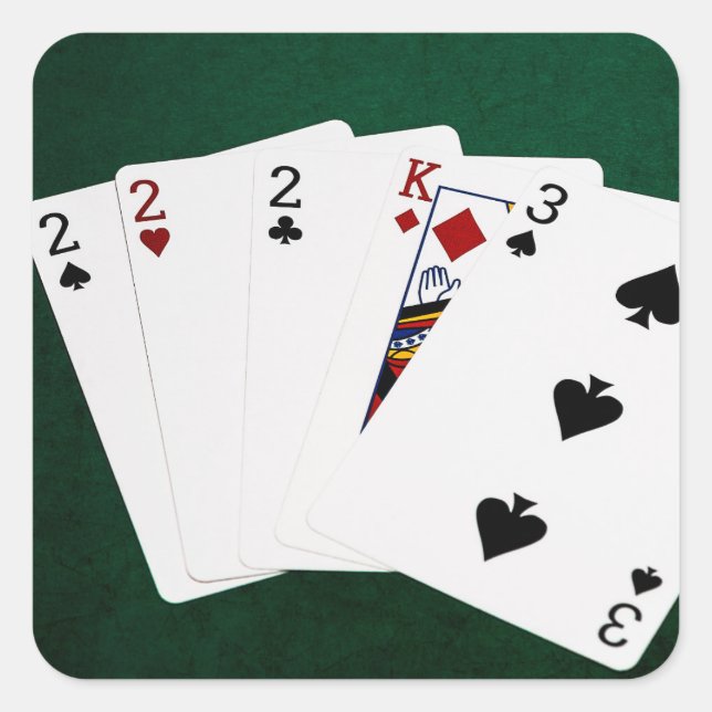 Poker - drei von einer Art - zwei Quadratischer Aufkleber (Vorderseite)