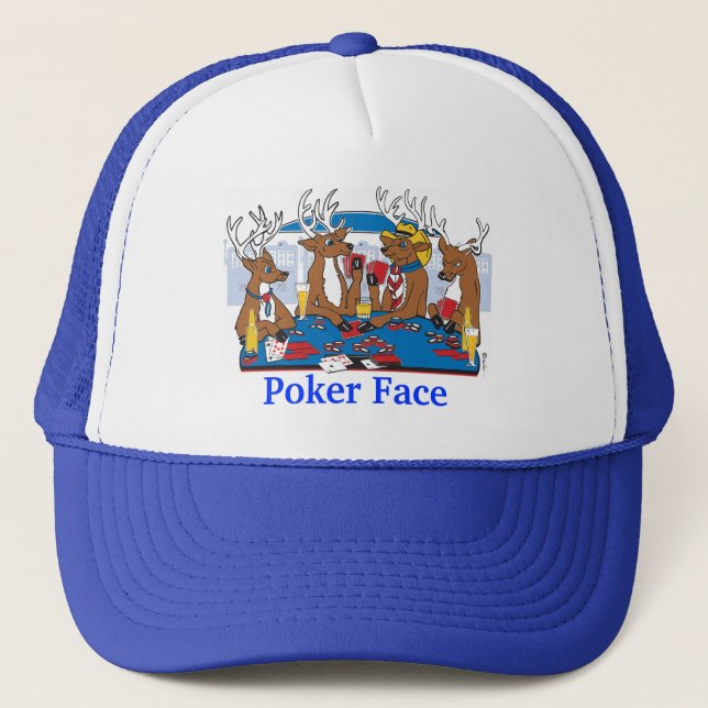 Poker Face Deer Truckerkappe (Vorderseite)
