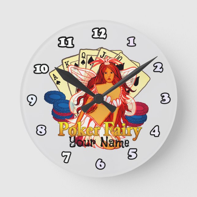 Poker Fairy Runde Wanduhr (Vorderseite)