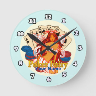 Poker Feeen-Uhr Runde Wanduhr