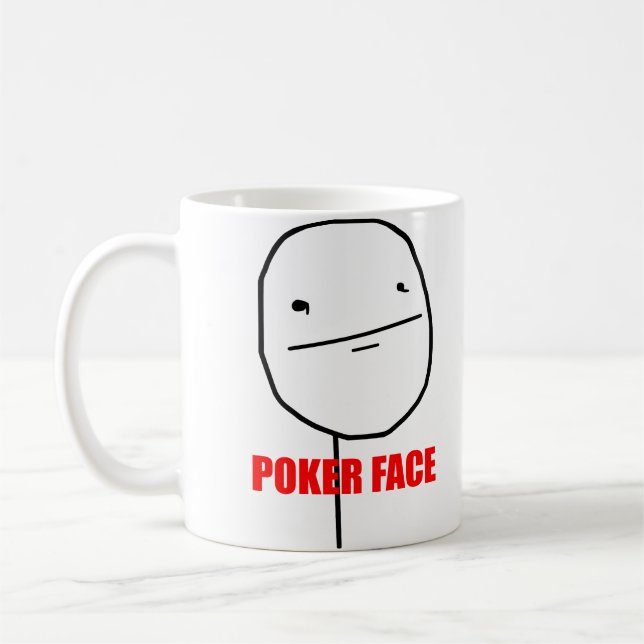 Poker-Gesicht Meme Kaffeetasse (Links)