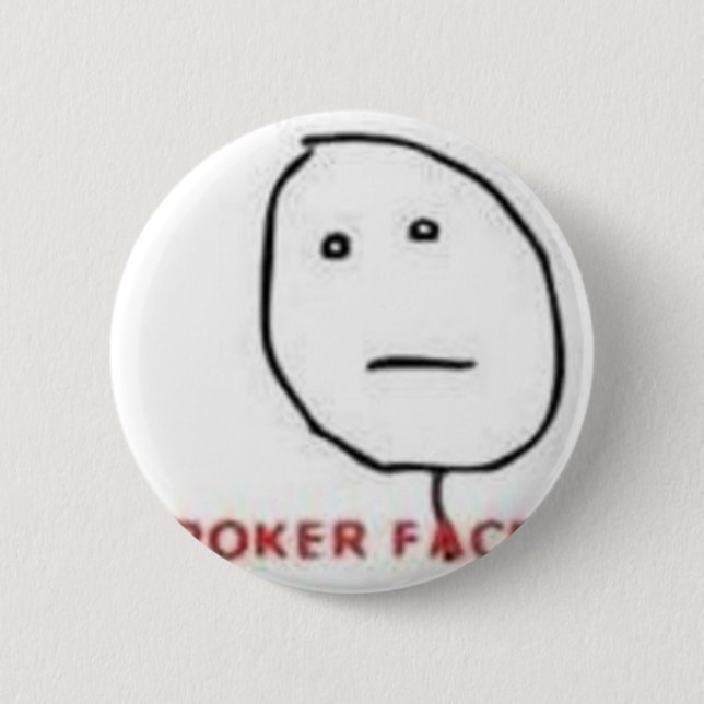 Poker-Gesichts-Raserei-Comic Button (Vorderseite)