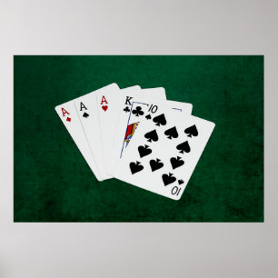 Poker Hand - drei von einer Art - Ass Poster