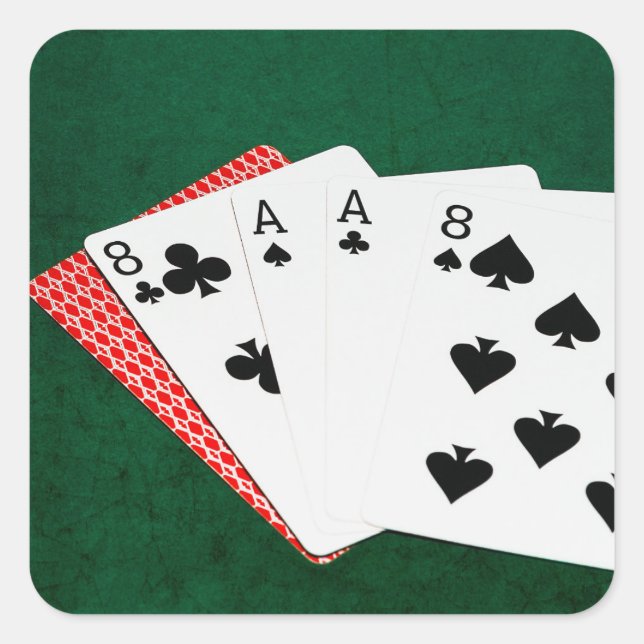 Poker Hand - Hand des Toten Quadratischer Aufkleber (Vorderseite)