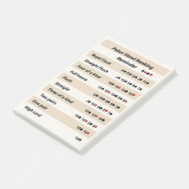 Poker Hand Ranking Erinnerung mit Beige Streifen Post-it Klebezettel