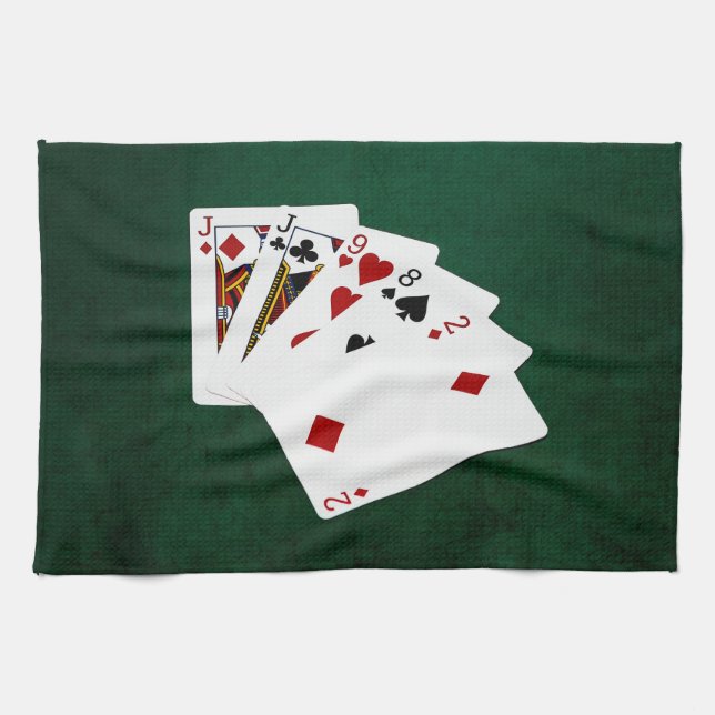 Poker Hände - Eine Seite - Jack Geschirrtuch (Horizontal)