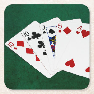 Poker Hände - eine Seite - zehn Rechteckiger Pappuntersetzer