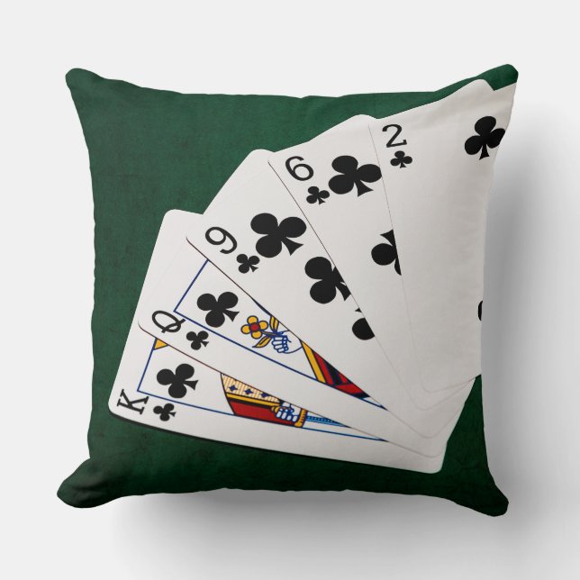 Poker Hände - Flush - Clubs Anzug Kissen (Vorderseite)