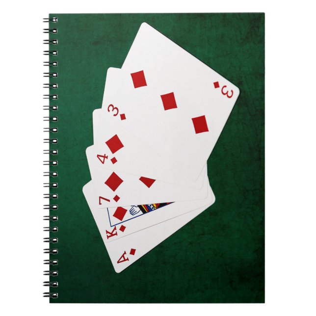 Poker Hände - Flush - Diamanten Anzug Notizblock (Vorderseite)
