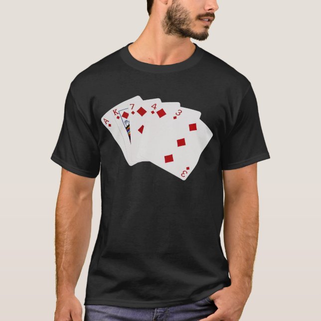 Poker Hände - Flush - Diamanten Anzug T-Shirt (Vorderseite)