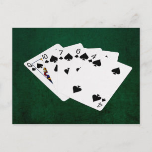 Poker Hände - Flush - Spades Anzug Postkarte