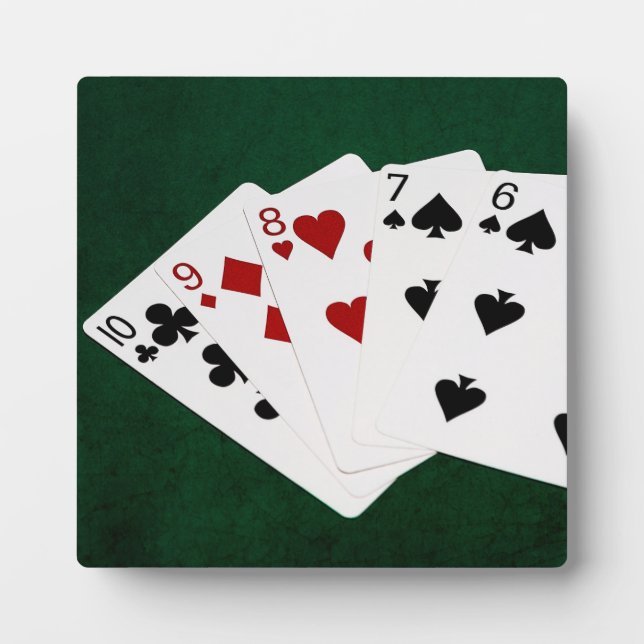 Poker Hände - gerade - zehn bis sechs Fotoplatte (Vorderseite)