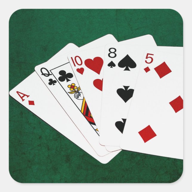 Poker-Hände - hohe Karte - As Quadratischer Aufkleber (Vorderseite)