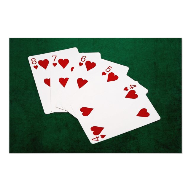 Poker Hände - Straight Flush - Hearts Anzug Fotodruck (Vorne)