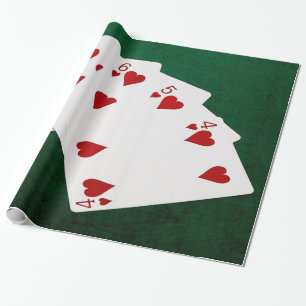 Poker Hände - Straight Flush - Hearts Anzug Geschenkpapier