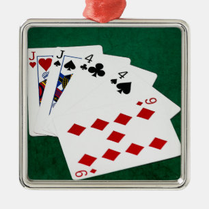 Poker Hände - Zwei Paar - Jack, vier Silbernes Ornament