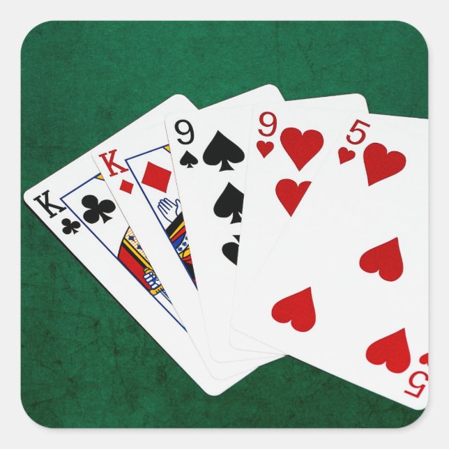 Poker Hände - Zwei Paar - König, neun Quadratischer Aufkleber (Vorderseite)