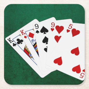 Poker Hände - Zwei Paar - König, neun Rechteckiger Pappuntersetzer