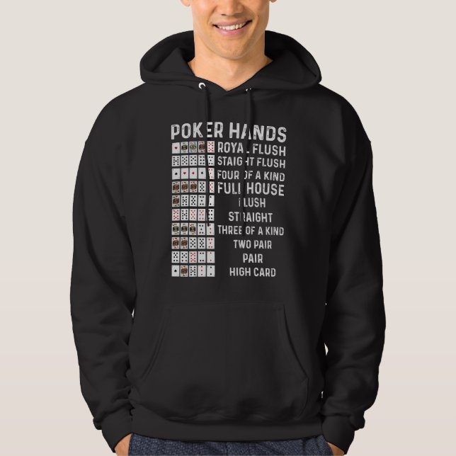 Poker Hands Cheat Sheet Card Casino Gam Hoodie (Vorderseite)