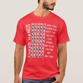 Poker Hands Cheat Sheet Card Casino Games Funny Pl T-Shirt