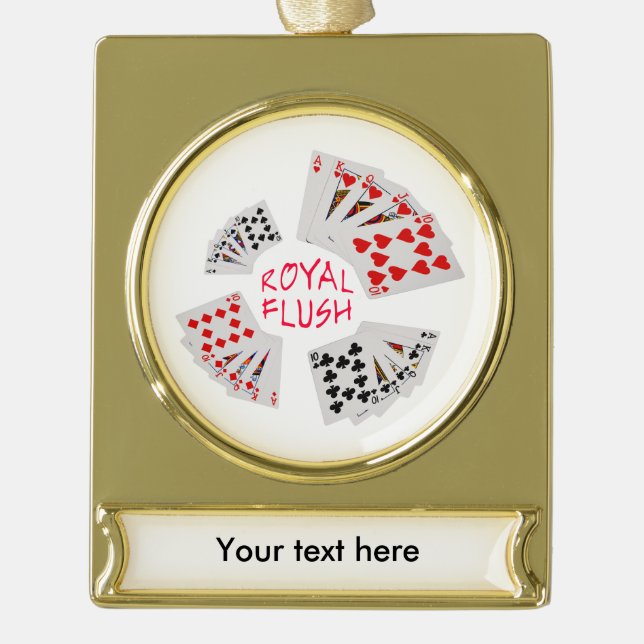Poker Hands - Royal Flush Banner-Ornament Gold (Vorderseite)