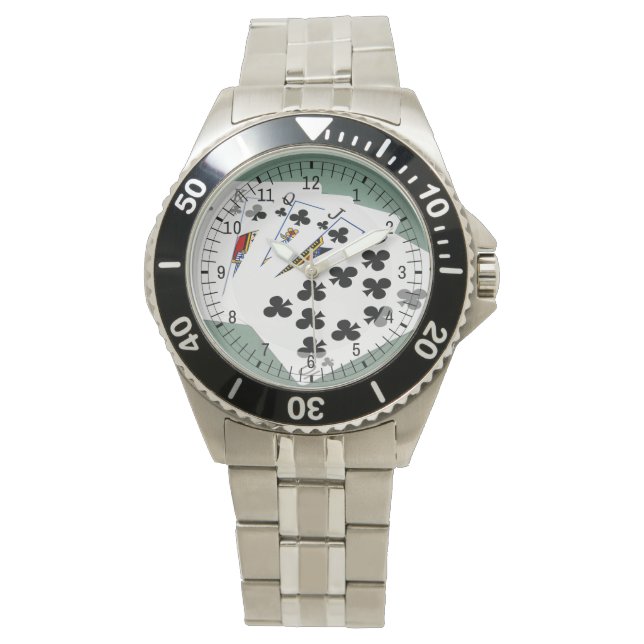 Poker Hands - Royal Flush - Clubs Anzug Armbanduhr (Vorderseite)