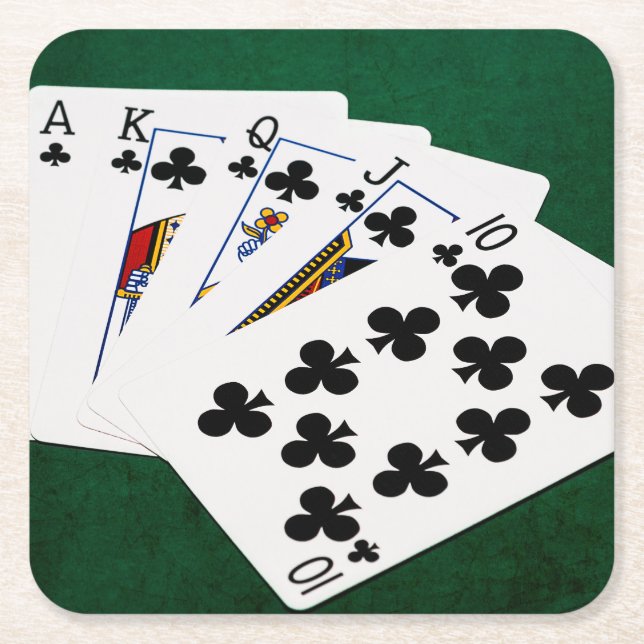 Poker Hands - Royal Flush - Clubs Anzug Rechteckiger Pappuntersetzer (Vorderseite)