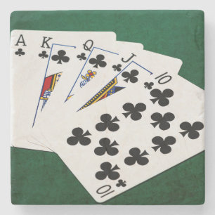 Poker Hands - Royal Flush - Clubs Anzug Steinuntersetzer