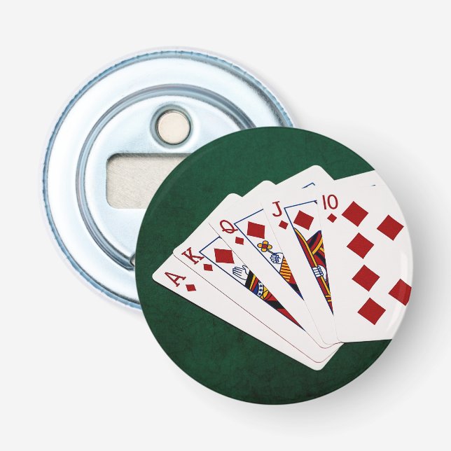 Poker Hands - Royal Flush - Diamonds Anzug Flaschenöffner (Vorderseite)