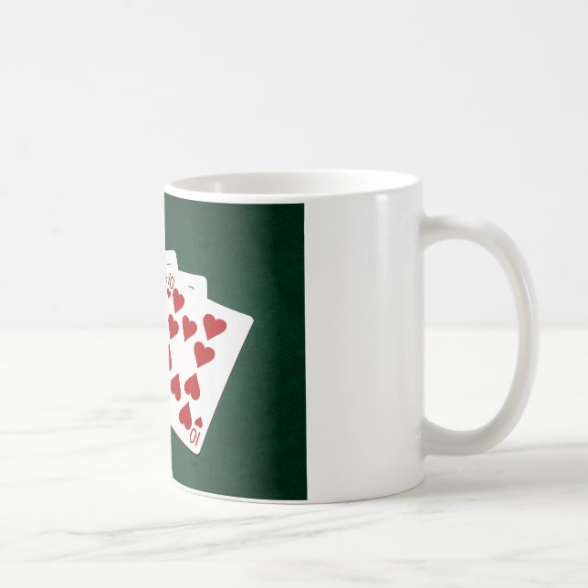 Poker Hands - Royal Flush - Herz Anzug Kaffeetasse (Rechts)