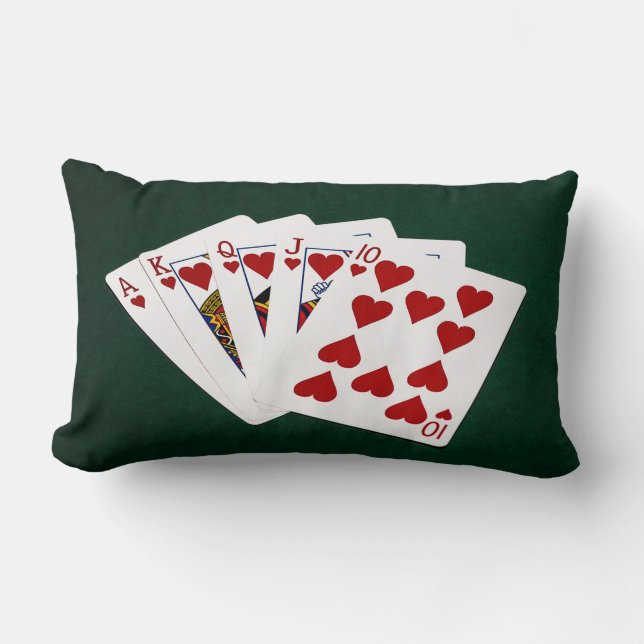 Poker Hands - Royal Flush - Herz Anzug Lendenkissen (Vorderseite)
