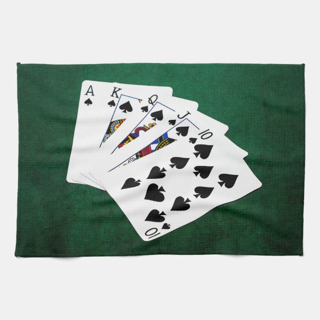 Poker Hands - Royal Flush - Spades Anzug Geschirrtuch (Horizontal)