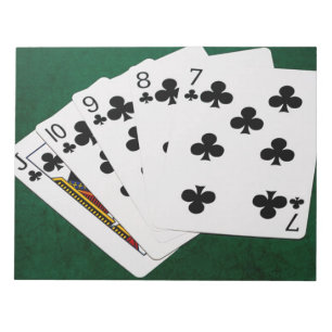 Poker Hands - Straight Flush - Clubs Anzug Notizblock