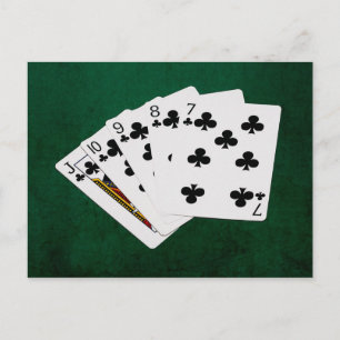 Poker Hands - Straight Flush - Clubs Anzug Postkarte