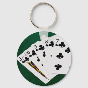 Poker Hands - Straight Flush - Clubs Anzug Schlüsselanhänger