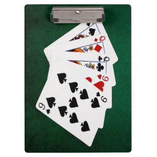 Poker Hands - Vollhaus - Königin und Neun Klemmbrett