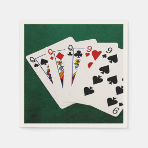 Poker Hands - Vollhaus - Königin und Neun Serviette