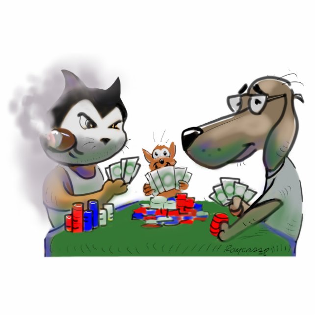 Poker-Haustiere Freistehende Fotoskulptur (Vorne)