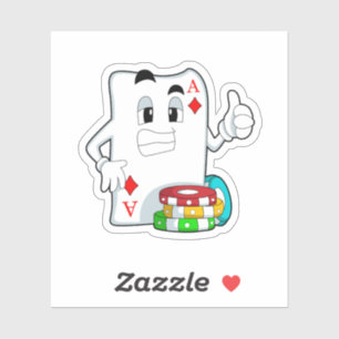 Poker-Karte mit Poker-Chips Aufkleber