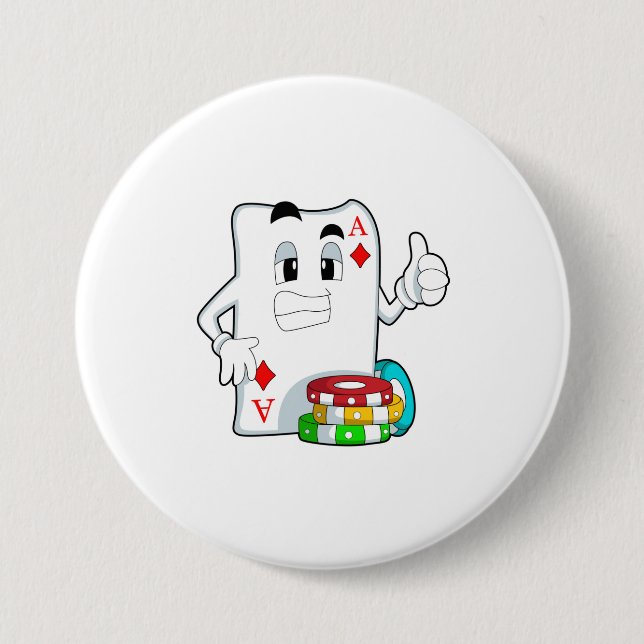 Poker-Karte mit Poker-Chips Button (Vorderseite)