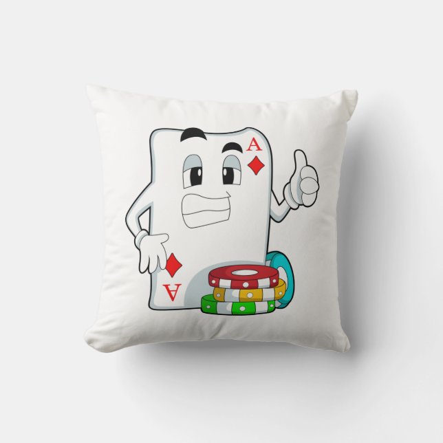 Poker-Karte mit Poker-Chips Kissen (Vorderseite)