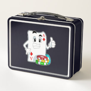 Poker-Karte mit Poker-Chips Metall Brotdose