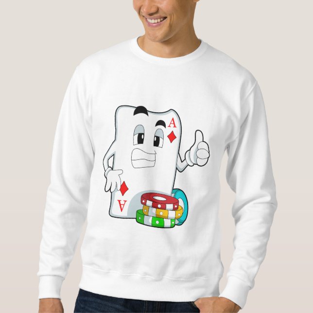 Poker-Karte mit Poker-Chips Sweatshirt (Vorderseite)