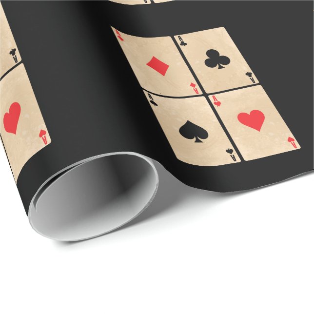 Poker Karten Ässer Karo Herz Pik Kreuz Geschenkpapier (Rolleneckpunkt)