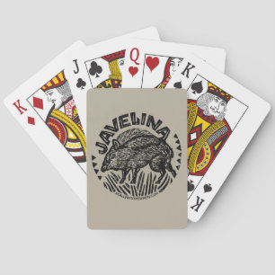 Poker-Karten mit einem Linocut-Bild einer javelina Spielkarten